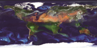 Modèle global des aérosols à la surface de la Terre.
