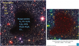 Distribution des espèces moléculaires au coeur et en périphérie de la nébuleuse obscure B68 située dans la constellation d’Ophiucus.