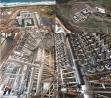 L’unité de dessalement de Melbourne (Australie) produit 450 000 m3 d’eau par jour. A) Toit végétalisé couvrant l’installation. B) L’usine est située en bordure de plage. C) Modules de dessalement par osmose inverse.Sources : A) Thiess/Degrémont ; C) SUEZ/Degrémont.