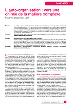 L’auto-organisation : vers une chimie de la matière complexe L’auto-organisation : vers une chimie de la matière complexe