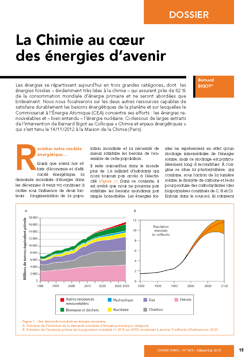 La chimie au coeur des énergies d'avenir La chimie au coeur des énergies d'avenir