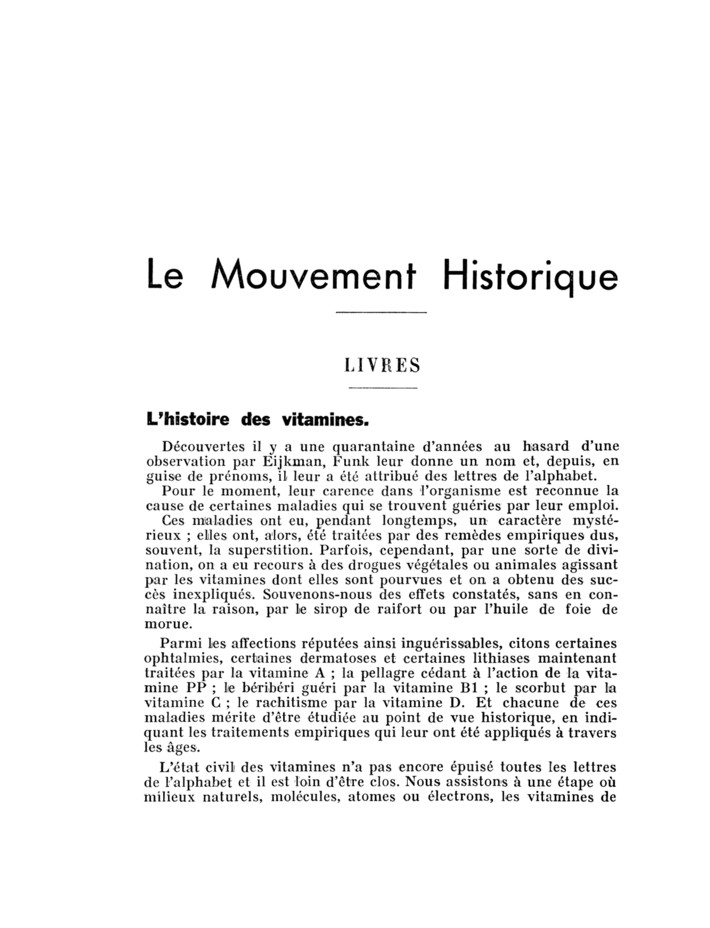 La découverte des vitamines