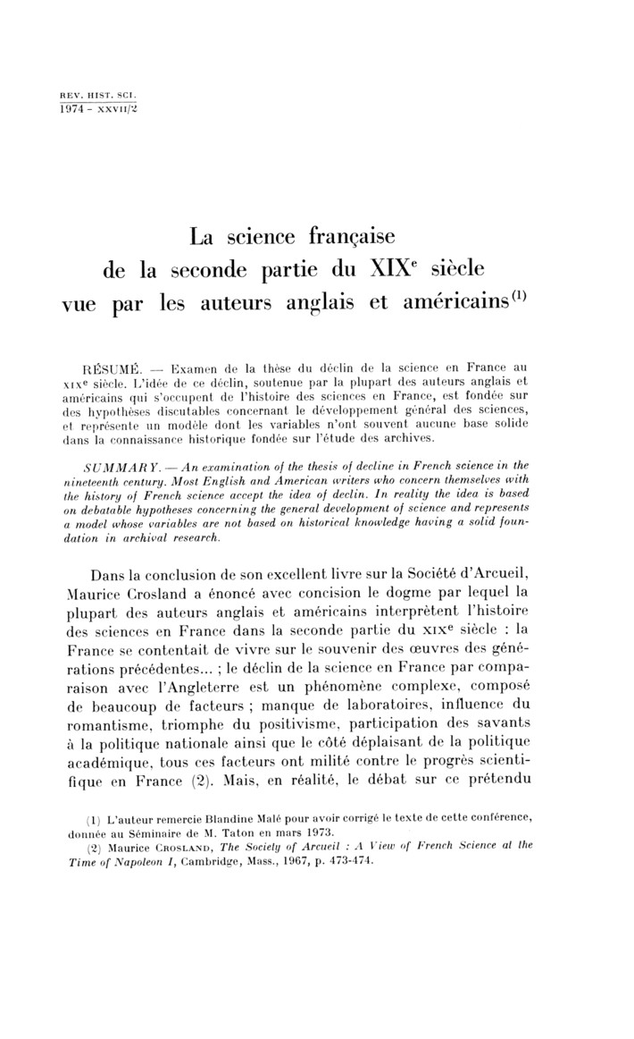 La chimie en France dans la seconde moitié du XIX<sup>e</sup> siècle La chimie en France dans la seconde moitié du XIX<sup>e</sup> siècle