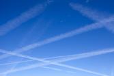 Airplane Trails in the Blue Sky